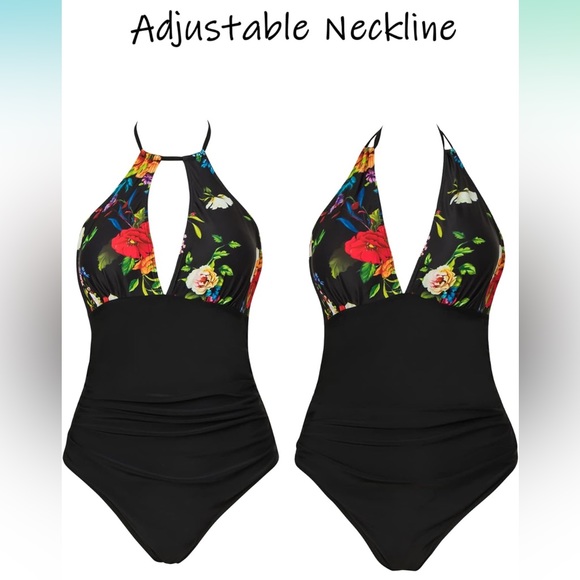 NWT adjustable strap swimsuit - floral size L - Picture 2 of 4